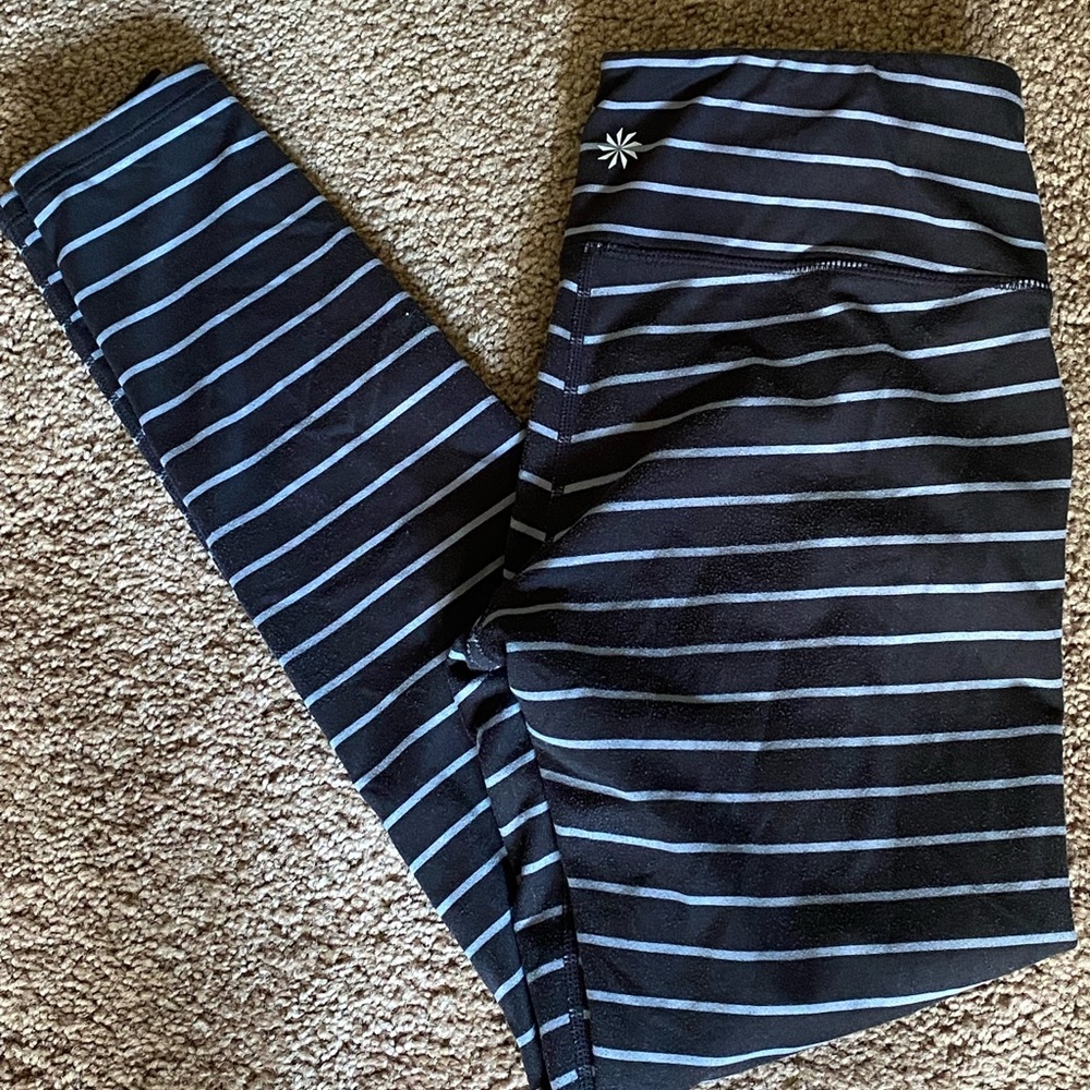 Athleta stripes chaturanga tights legging size small